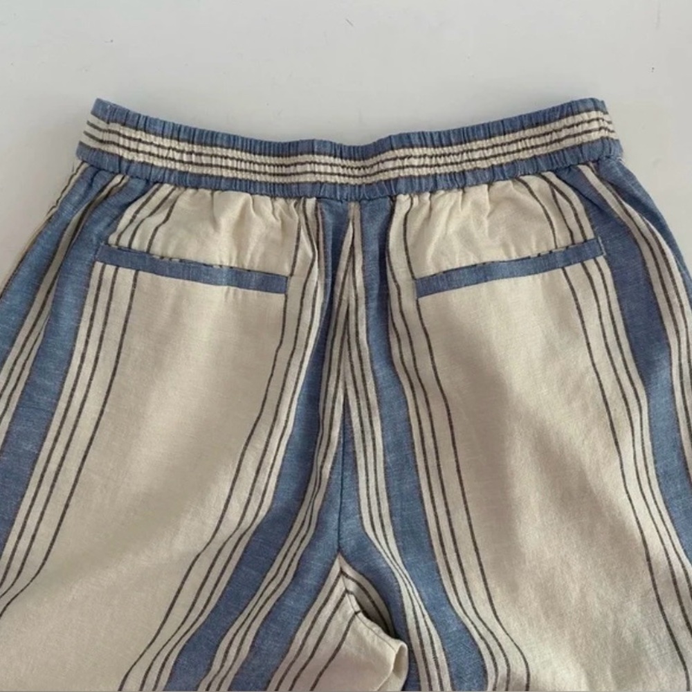 Banana Republic Linen Blend Easy Wide Leg Cropped Pant Blue Striped Small - Picture 10 of 11